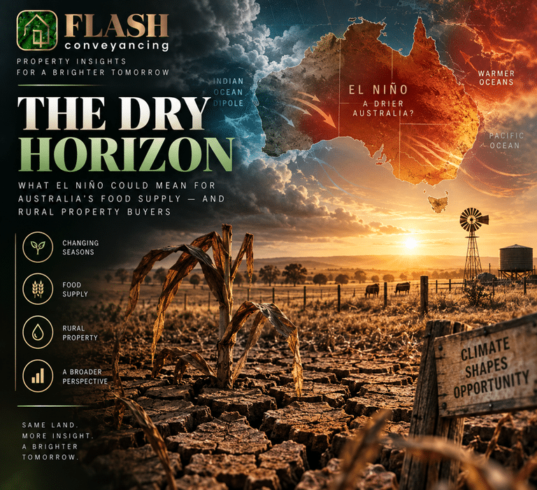 The Dry Horizon: What El Niño Could Mean for Australia’s Food Supply — and Rural Property Buyers
